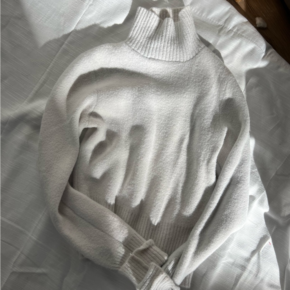 ZARA white knit turtleneck top